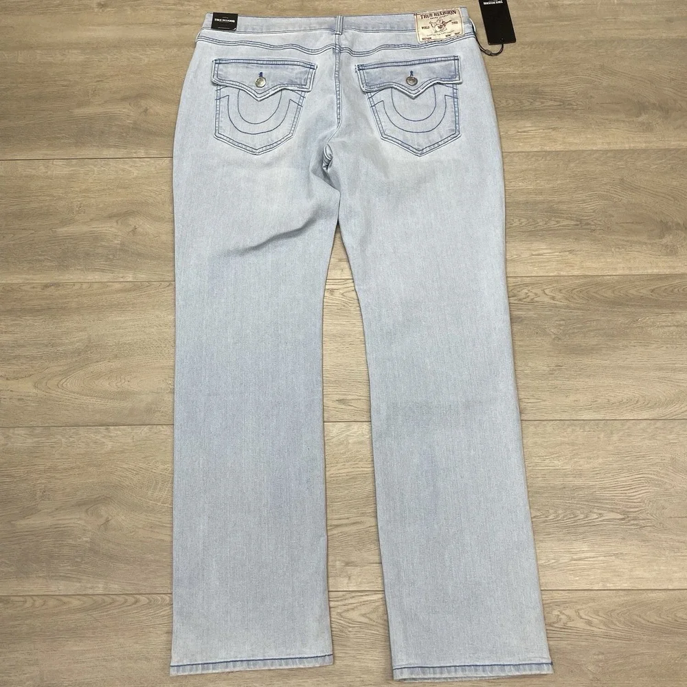 NWT True Religion Ricky SN Flap Straight Jeans Sz 36 Light Endless Wash Casual